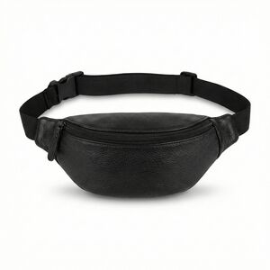 Sleek Black Leather Belt Bag Unisex